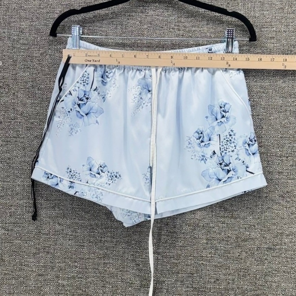 Le Rose Satin PJ Set Small Blue Floral Bridal Romantic Wedding Briddesmaid Photo - Picture 14 of 16